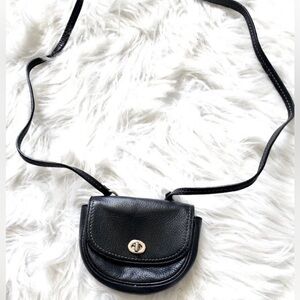 Coach Black Leather Crossbody Mini Saddle Bag